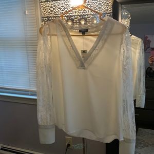 Sheer white blouse with lacy detail!
